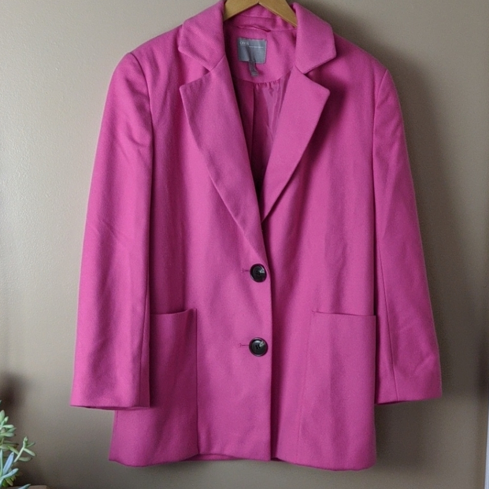 Asos Hot Pink Button Up Oversized Blazer Coat